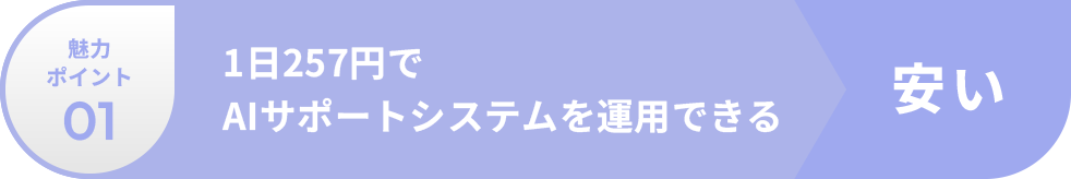 1日257円でAIサポートシステムを運用できる
